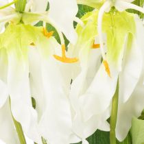 Artículo Flor artificial de gloriosa, blanca y amarilla, elegante rama florida para decoración, 80 cm, 3 piezas.