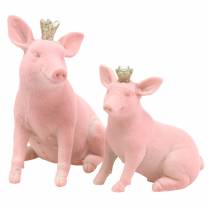 Conjunto de figuras decorativas cerdo de la suerte con corona dorada 12 × 7 × 13cm / 9.2 × 5.5 × 10cm 2pcs