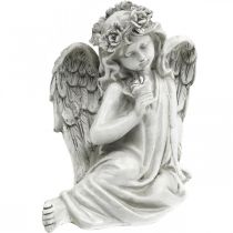 Ángel de tumba sentado Ángel de decoración de tumba 20×14×20cm