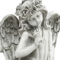 Ángel de tumba sentado Ángel de decoración de tumba 20×14×20cm