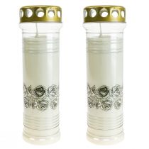 Artículo Velas graves rosas luz de luto blanca Ø7cm H23,5cm 100h 2ud