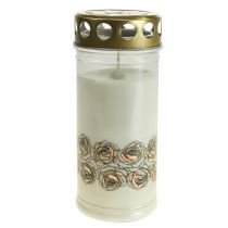 Artículo Velas de tumba rosas blancas luz de luto luz conmemorativa Ø7cm H18cm 130h 2pcs