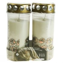 Artículo Velas graves rosas blancas luz de luto luz conmemorativa Ø7cm H18cm 90h 2ud
