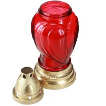 Artículo Farol de cristal con forma de corazón, color rojo, Ø10,5 cm, altura 25,5 cm