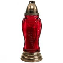 Luz de sepulcro vidrio grabado angel farol rojo Ø11cm H28.5cm