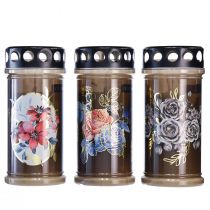 Artículo Luces graves motivo velas flores Ø7,5cmH16,5cm 3 días 3 piezas
