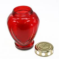 Artículo Luz de tumba corazón rojo 11,5cm x 8,5cm H17,5cm 4 piezas