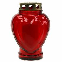 Artículo Luz de tumba corazón rojo 11,5cm x 8,5cm H17,5cm 4 piezas