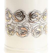 Artículo Vela grave rosas blancas luz de luto dorada Ø7cm H18cm 77h