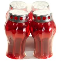 Artículo Velas funerarias luces de luto rojas luces conmemorativas Ø10cm H18cm 4 piezas