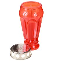 Artículo Velas para tumba rojas, duración de combustión 18 h, Ø9 cm, alto 19 cm, 4 unidades