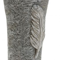 Jarrón sepulcral con pluma gris 25,5cm 2 piezas