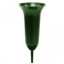 Jarrón para tumba 42 cm, jarrón verde oscuro, decoración para tumba, floristería de luto, 5 piezas