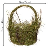 Artículo Cesta decorativa, tejido de hierba, cesta de decoración de Pascua natural, cesta de regalo, 29 cm