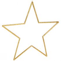 Artículo Estrellas decorativas grandes decoración dorada con purpurina para colgar 24cm 6 uds.