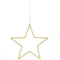 Artículo Estrellas decorativas doradas brillantes de 24 cm para colgar - Juego de 6 adornos navideños
