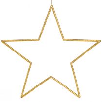 Artículo Estrellas decorativas doradas brillantes de 24 cm para colgar - Juego de 6 adornos navideños