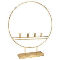 Artículo Portavelas grande con aro de metal dorado antiguo Al. 77 cm Para 4 velas