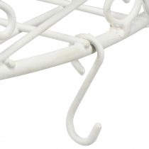 Artículo Bandeja metálica decorativa colgante con ganchos en blanco Ø29,5cm H55cm