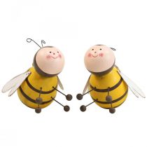 Adorno colgante decoración abejas deco colgador madera metal 9.5cm 2pcs