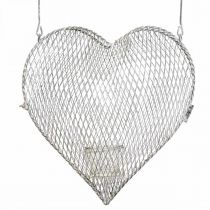 Decoración colgante corazón de alambre, portavelas para colgar 29×27,5cm