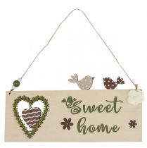 Artículo Decoración de ventana, decoración colgante, letrero de madera Sweet Home, 25 cm, 2 piezas