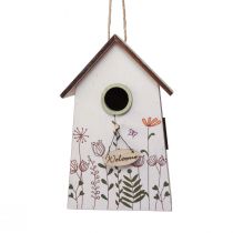 Decoración colgante decoración de primavera decoración de pajarera caja nido verde blanco 19cm