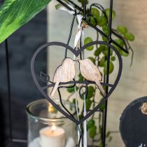 Artículo Adorno colgante corazón con pájaros decoración para colgar 12 cm 4 piezas
