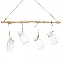 Artículo Decoración colgante para ventana de madera, jarrones colgantes de cristal L48cm H53cm