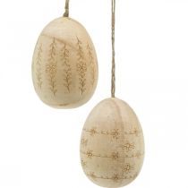 Huevos de pascua huevos de madera para colgar con cuerda de yute 7cm 4uds