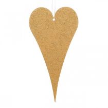 Decoración colgante ventana corazones de metal, corazones decorativos para colgar beige/amarillo/naranja H10cm 6pcs