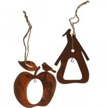 Percha decorativa metal manzana pera pátina decoración 23/24cm 2uds