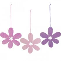 Flor decorativa colgante de madera flor de madera violeta/rosa/rosa Ø12cm 12pcs