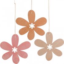 Deco flower colgante de madera flor de madera naranja/rosa/amarillo 12 piezas