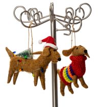 Artículo Adorno decorativo de perro salchicha para árbol de Navidad, 16 cm, 2 piezas