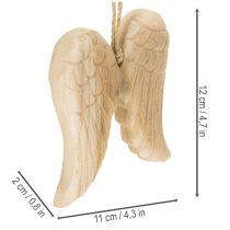 Artículo Colgante de madera con forma de ala de ángel para decoración colgante, 12 cm.