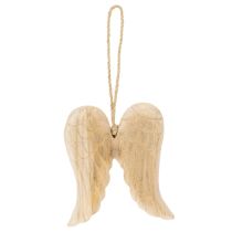 Artículo Colgante de madera con forma de ala de ángel para decoración colgante, 12 cm.
