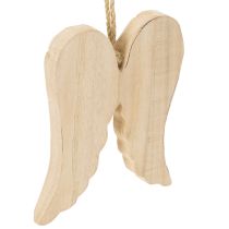 Artículo Colgante de madera con forma de ala de ángel para decoración colgante, 12 cm.