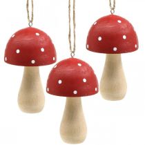 Setas decorativas de agárico de mosca setas de madera para colgar H8.5cm 6pcs