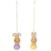 Artículo Colgantes de madera con forma de conejito de Pascua para decorar el árbol de primavera y Pascua, 4 cm, 12 unidades
