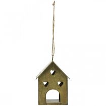 Artículo Percha navideña casa metal vintage oro H9.5cm 3pcs