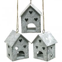 Artículo Colgante navideño casa de metal Shabby Chic H9.5cm 3 piezas