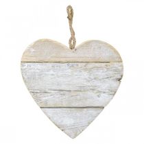 Artículo Corazón de madera, corazón decorativo para colgar, corazón deco blanco 20cm