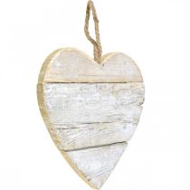 Artículo Corazón de madera, corazón decorativo para colgar, corazón deco blanco 20cm