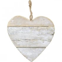 Artículo Corazón de madera, corazón decorativo para colgar, decoración corazón blanco 24cm