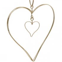 Corazón decorativo para colgar, decoración colgante metal corazón dorado 6 piezas