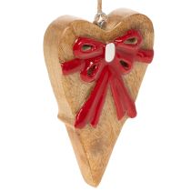 Artículo Corazón de madera con lazo, corazón colgante, 14 cm, 3 piezas