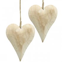 Artículo Corazón de madera, corazón decorativo para colgar, decoración de corazón H16cm 2 piezas
