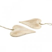 Artículo Corazón de madera, corazón decorativo para colgar, decoración de corazón H16cm 2 piezas