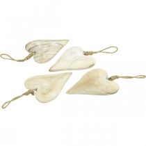 Artículo Corazón de madera, corazón decorativo para colgar, decoración de corazón H10cm 4 piezas